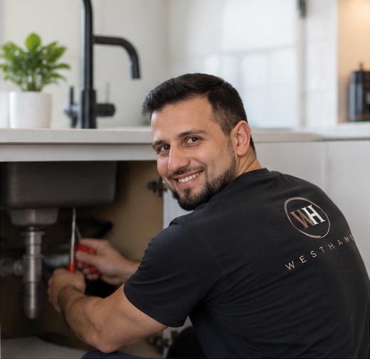 Loghman performing light plumbing work